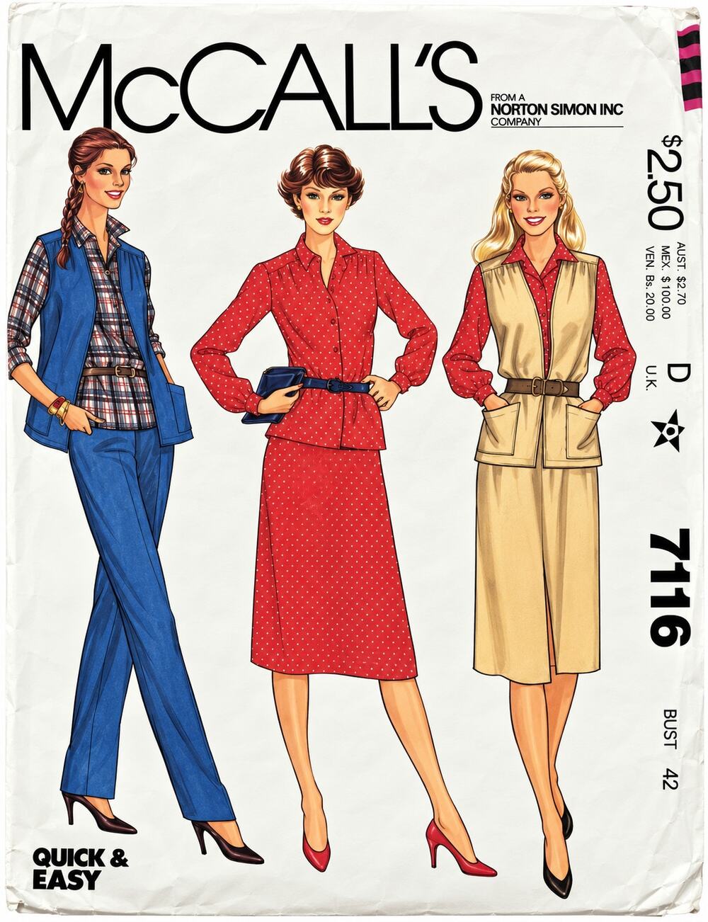 McCalls 7177 Button Up Shirt Vest Skirt and Pants Misses Plus Size 20 Pattern
